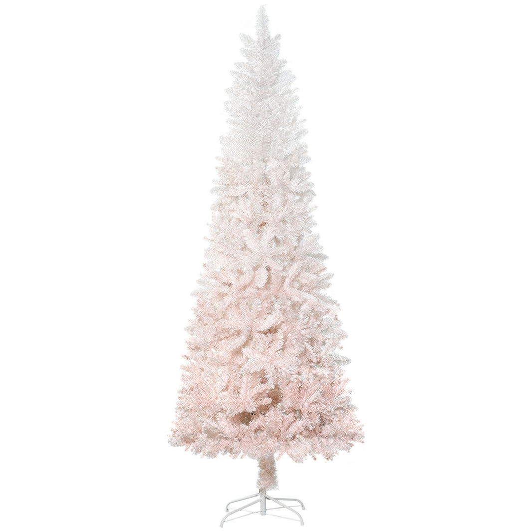 6ft Pencil Artificial Christmas Tree With Pine Realistic Branches, Auto Open, Pink And White EX-STOCK Canada 