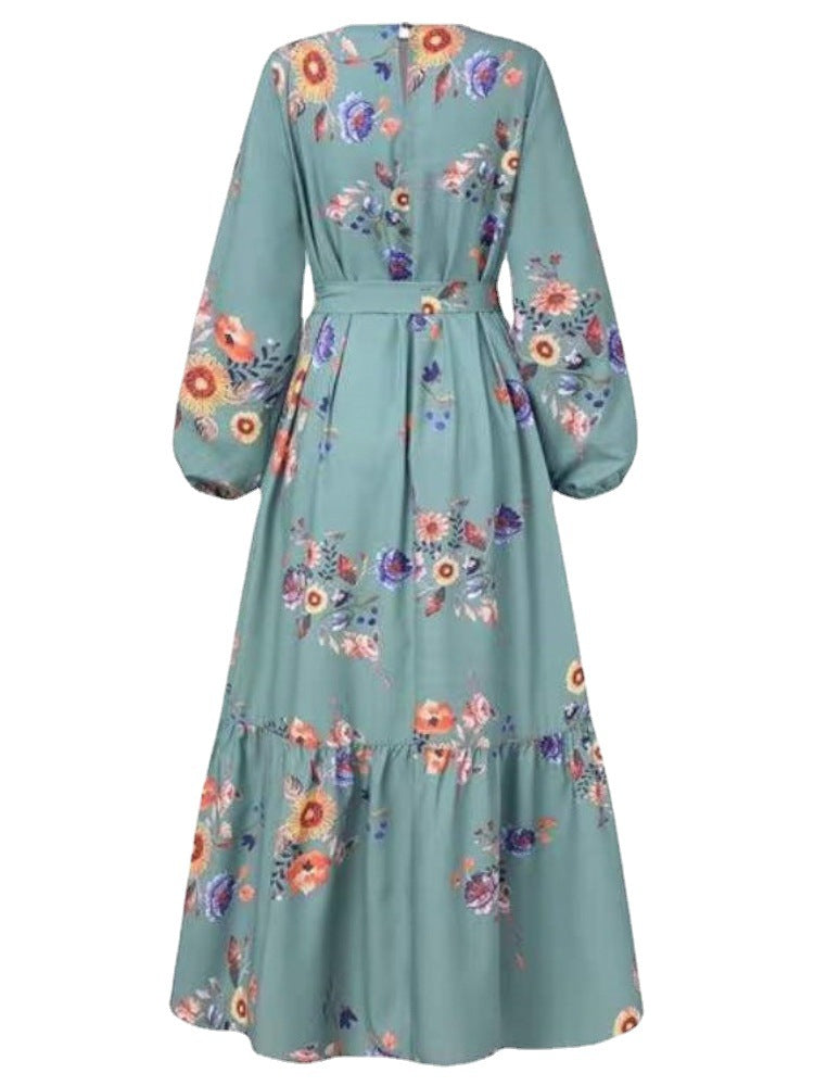 Robe à manches longues imprimée pour femmes musulmanes turques - EX-STOCK Canada