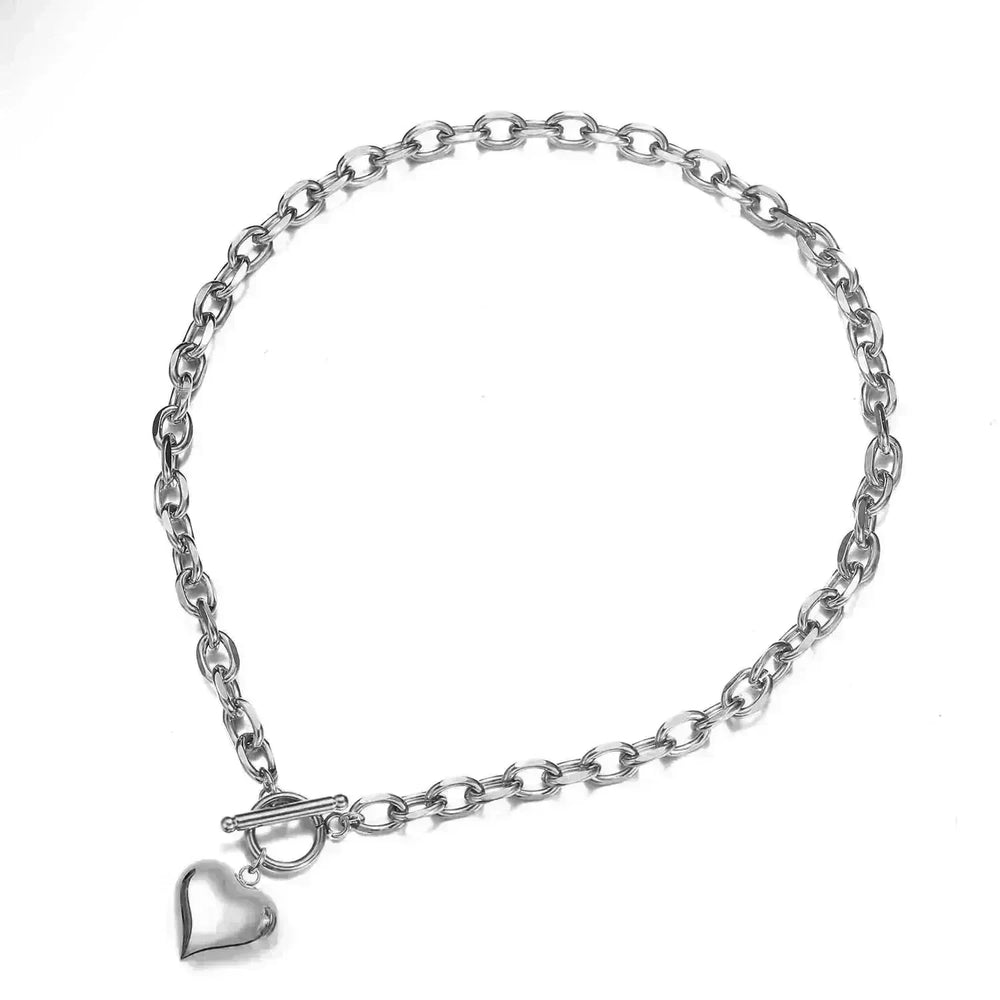 Personalized Punk Stainless Steel Peach Heart Pendant Hemp Flowers Valentine Necklace - EX-STOCK CANADA