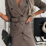 Fashion Printing Plaid mini  Blazer Dress Women - EX-STOCK CANADA