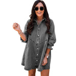 Three-quarter Sleeve Denim Dress Women's Casual Ruffles - EX-STOCK CANADA