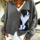 Christmas Abstract Printing Casual Cloak Coat Cardigan Sweater - EX-STOCK CANADA