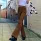 Brown High Waist Stretch Bootcut Jeans Women Casual Pants - EX-STOCK CANADA