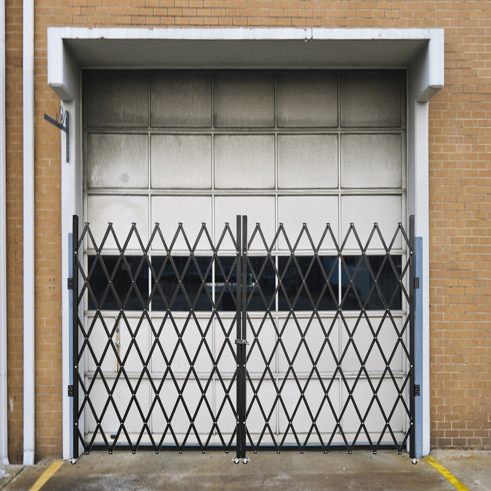 Double Folding Security Gate, 5.1 H X 10.2 W Folding Door Gate, Steel Accordion Security Gate, Flexible Expanding Security Gate, 360 Rolling Barricade Gate, Scissor Gate Or Door With Keys EX-STOCK