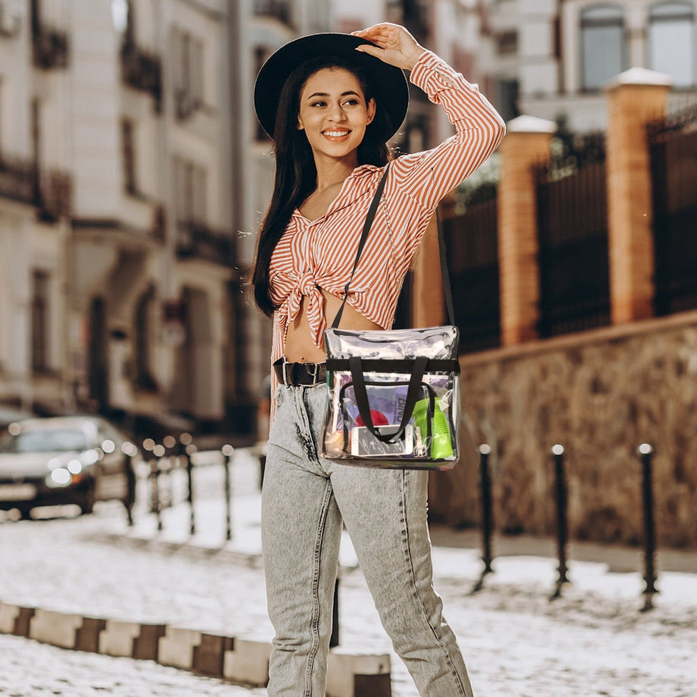 1Pc Clear Crossbody Bag Stadium Approved Clear Transparent Shoulder Bag See Through Zip Pouch Tote Bag Handbag With 11LBS Load EX-STOCK