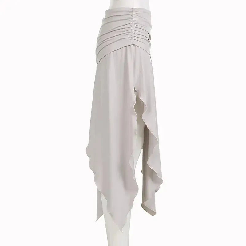 High Waist Irregular split Long Skirt - EX-STOCK CANADA