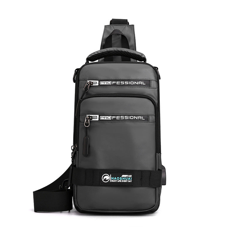 Gray sling bag with 'Professional' branding on a white background