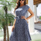 Casual Spring Summer Tie belt Pleated Floral Midi Dress - EX-STOCK CANADA