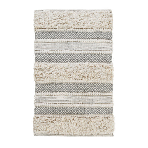 Woven Texture Stripe Bath Rug Grey 20x32 EX-STOCK