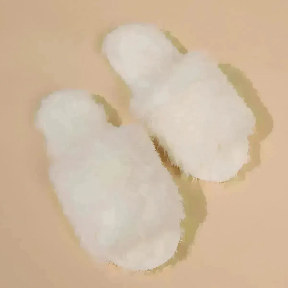 Fashion Open-toed Plush Slippers Winter Warm Indoor Bedroom Floor Soft Fluffy Slipper For Couple Solid Color House Shoes Women - EX-STOCK CANADA