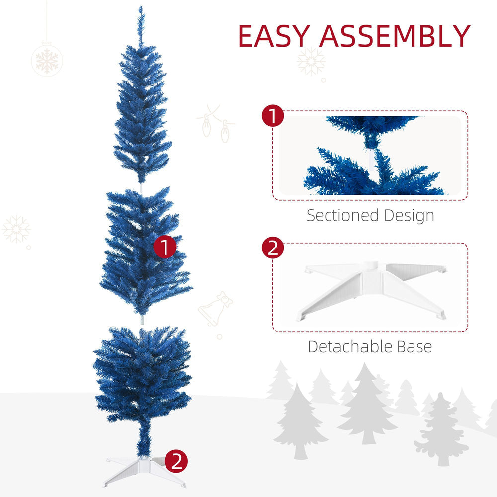 6ft Pencil Christmas Trees, Skinny Artificial Christmas Tree For Xmas Holiday Decor, Deep Blue EX-STOCK Canada 