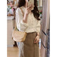 Unique Chic V-neck Long-sleeved Linen blouse top women - EX-STOCK CANADA