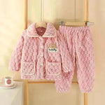 Children Thick Winter Fleece Pajamas set boys girls kids