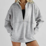 Media cremallera de la mujer Fashion Fashion Casual Ejercicio de sudadera de sudadera de gran tamaño