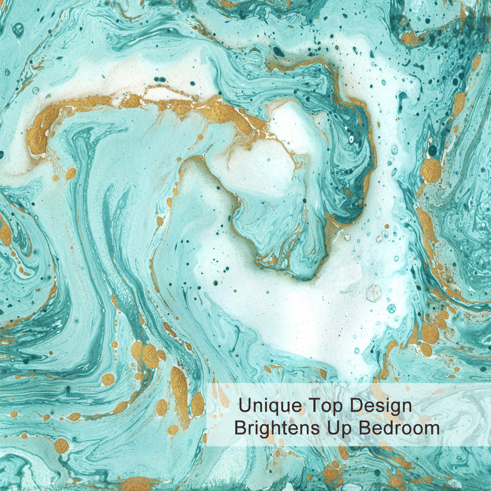 Chic Girly Marble Duvet Cover Mint Gold Glitter Turquoise Bedding Comforter Set Abstract Aqua Teel Blue Duvet Cover EX-STOCK Canada 