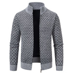 Thickened Plaid Print Jacket Cardigan Fashion Slim Fit Zipper Stand Collar Sweater Winter Men's Casual Long Sleeve Knitted Top Clothing EX-STOCK Canada 