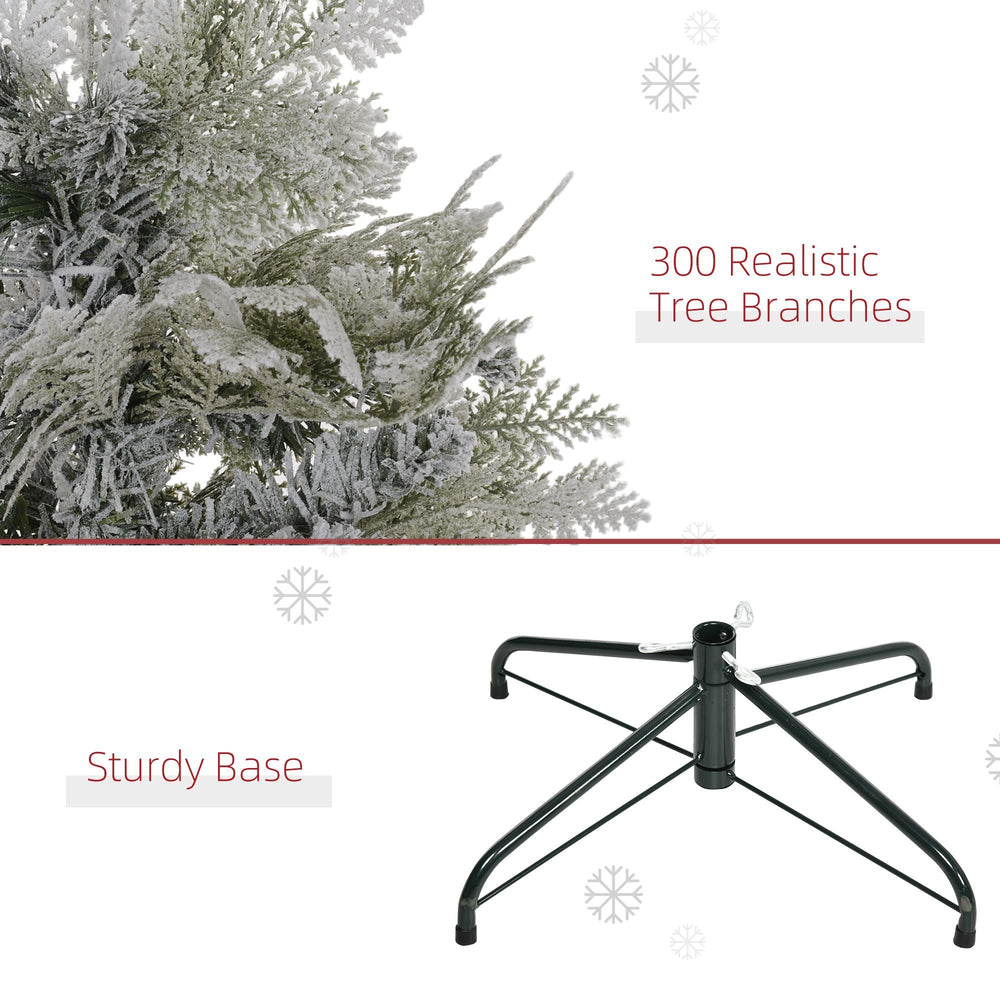 5 Feet Pencil Snow Flocked Artificial Christmas Tree With 517 Realistic Cypress Branches, Auto Open, Green EX-STOCK Canada 