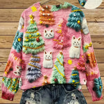 Women's Pullover Christmas Pattern Round Neck Sweatshirt EX-STOCK Canada 