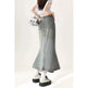 Irregular Half-length Split Denim long Skirt - EX-STOCK CANADA