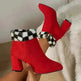 New Plaid Print Plush Ankle Boots Winter Fashion Square Heel Suede Boots Women Casual Versatile Shoes Autumn And Winter - EX-STOCK CANADA