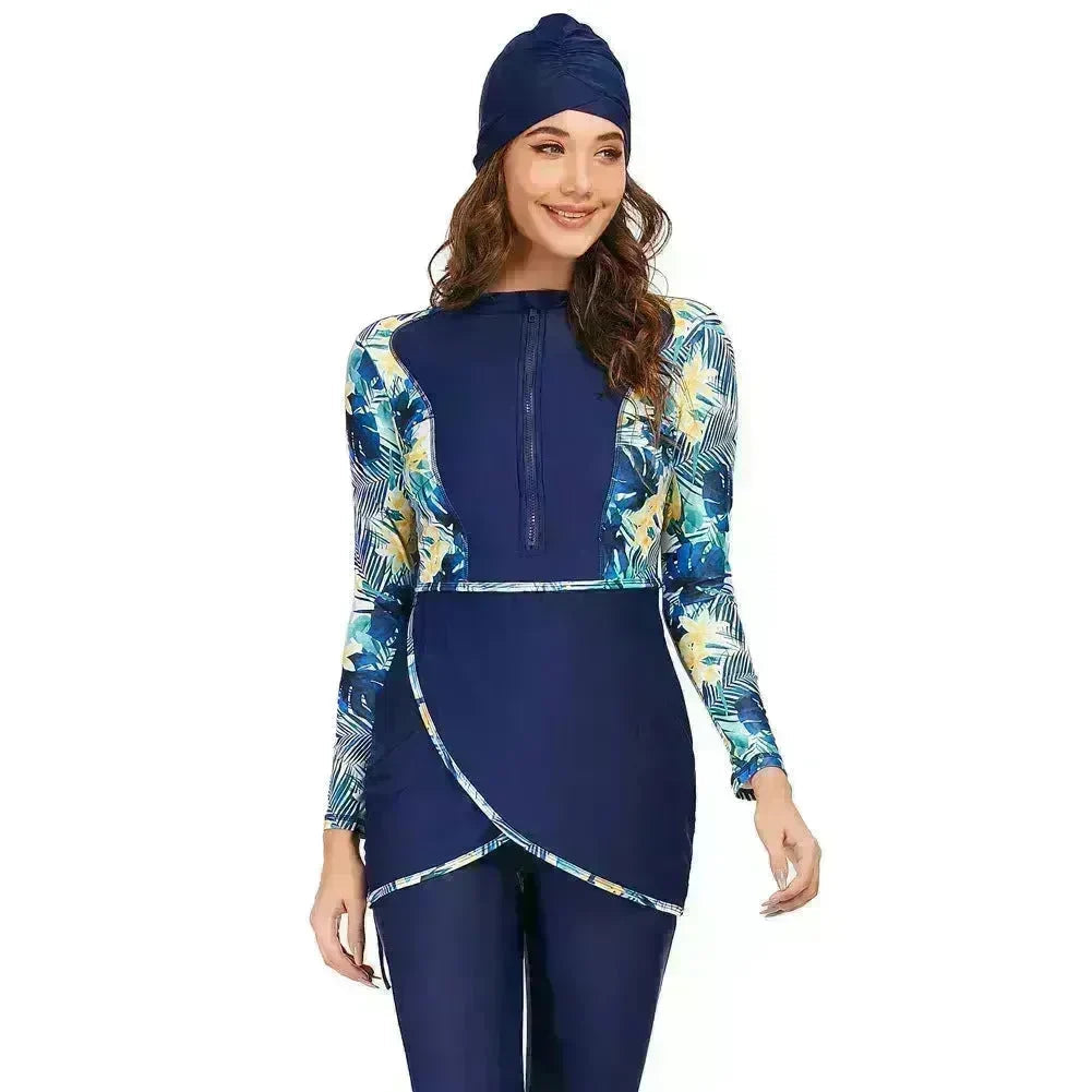 ArabSwimsuit Long-sleeved Trousers Three-piece Set Conservative Sun Protection With Chest Pad EX-STOCK