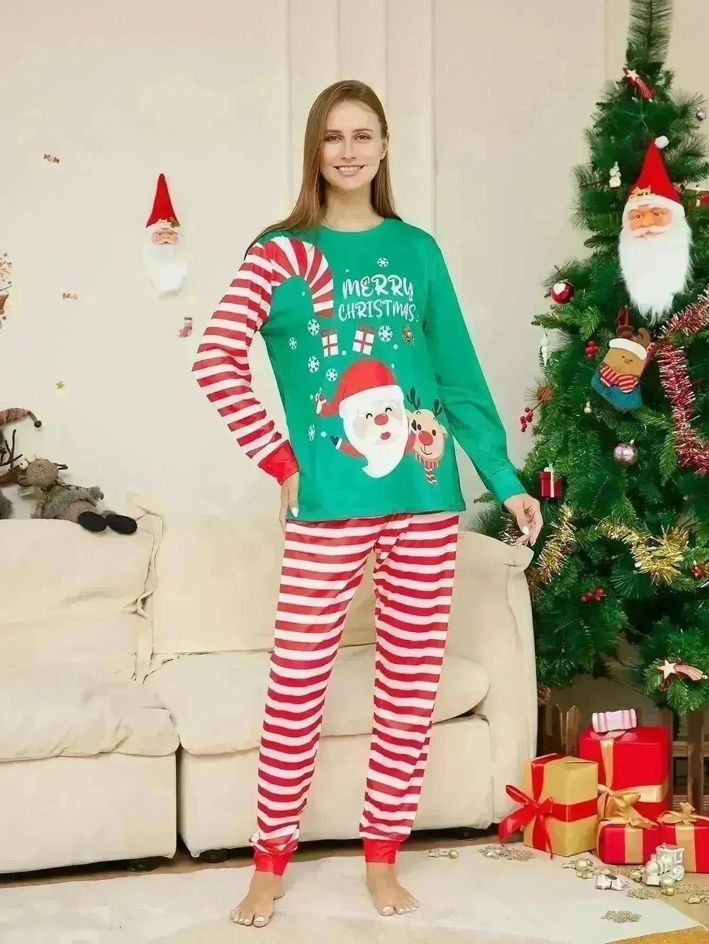 Cartoon Santa Claus Letter Printing Parent-child Christmas Pajamas Home Wear Suit - EX-STOCK CANADA