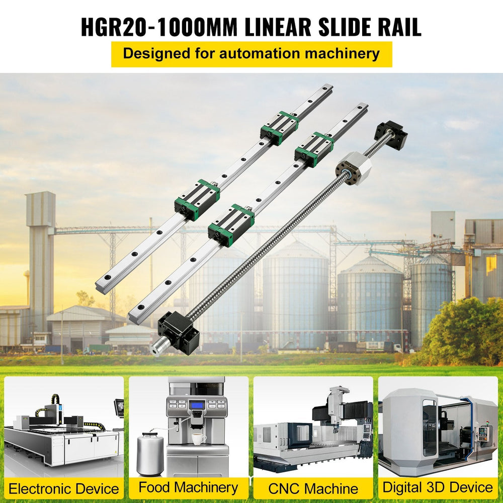 1Pcs RM1605-1000mm Ballscrew With BF12 BK12 Kit, Coupling, Slide Blocks Linear Guide Rail Set For DIY CNC Routers Lathes Mills EX-STOCK