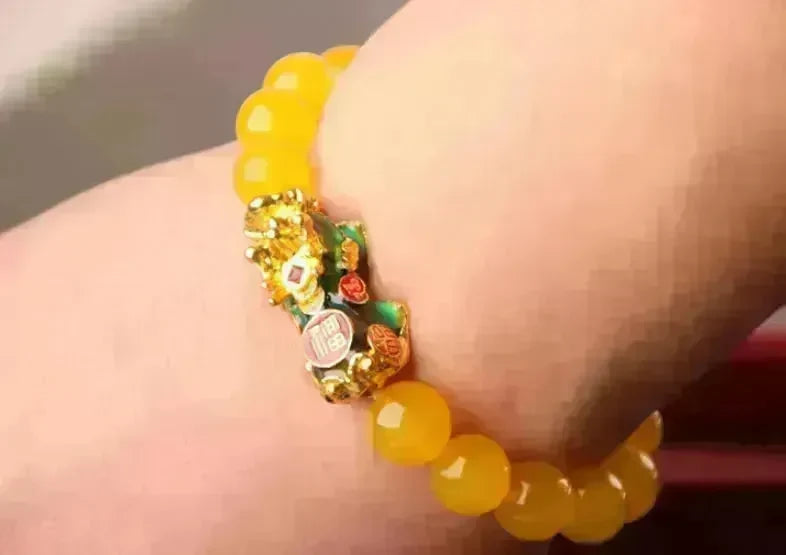 3D Gold Plated PiXiu Crystal Beaded Bracelet - EX-STOCK CANADA
