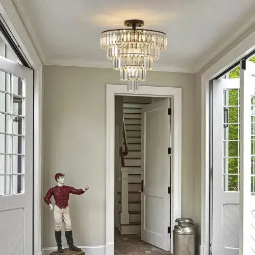 Large Black Crystal Chandelier, Contemporary Style Chandelier, Dining Room, Living Room, Bedroom - Bulb Not Included - EX-STOCK CANADA
