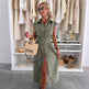 Women's Casual Sleeveless Lace-up Long Dresses Fashion Pockets Solid Party Office Elegant Lapel Single Breasted Denim Dress Summer  EX-STOCK CANADA