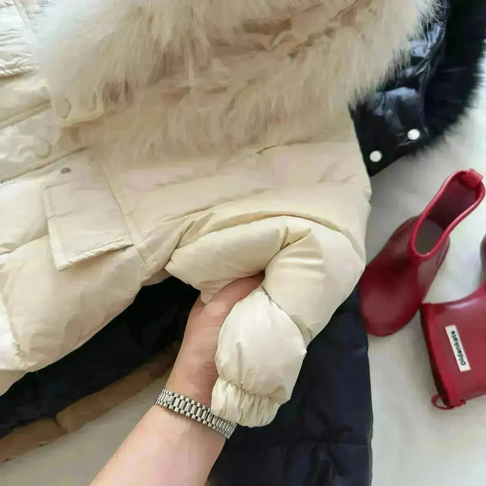 Solid Color Fur Collar Down Jacket Baby Long Section - EX-STOCK CANADA
