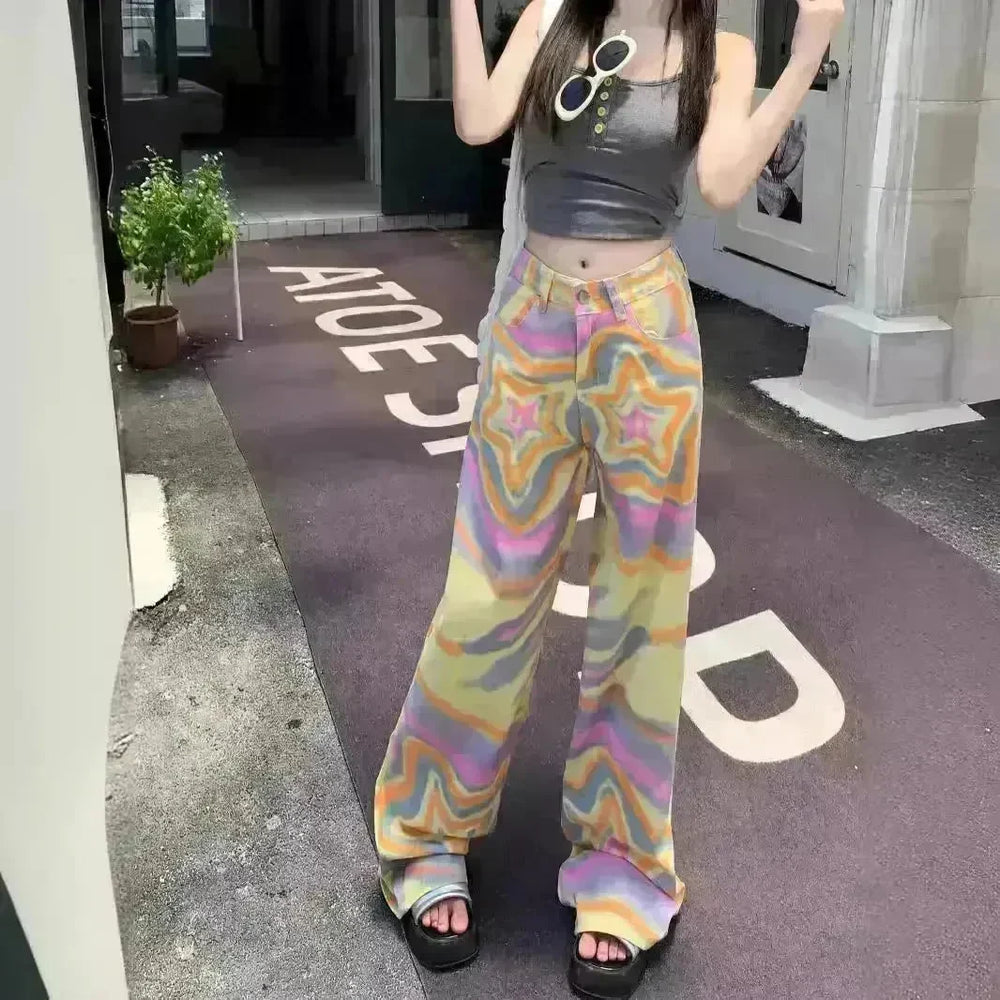 Real Shot American Retro High Street Graffiti XINGX Rendering Baggy Jeans Pant For Women - EX-STOCK CANADA
