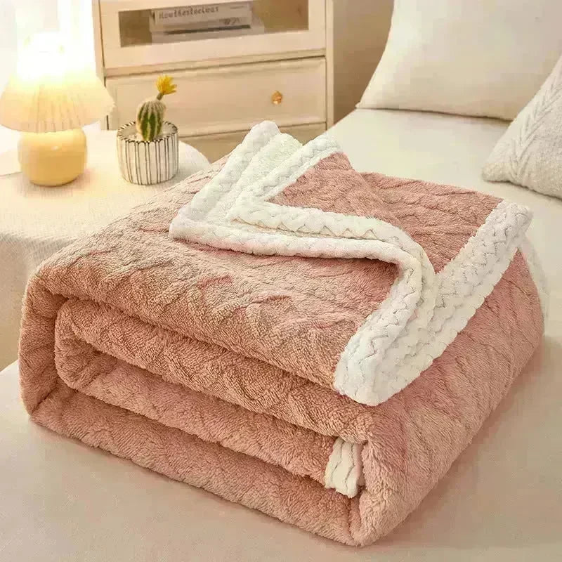 Blanket Double Thickened Warm Coral Fleece Sofa Winter Blanket - EX-STOCK CANADA