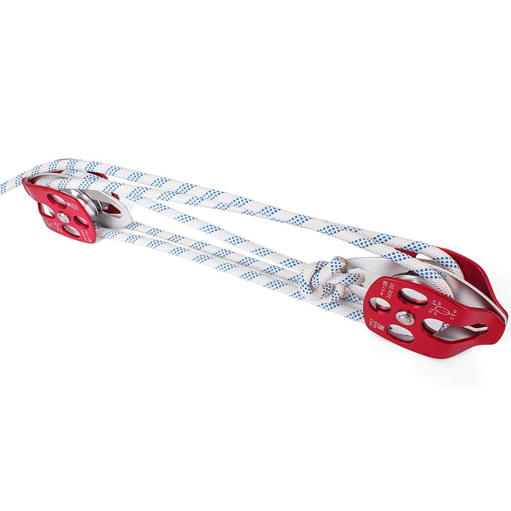 Twin Sheave Block And Tackle 1 2 X 200Ft Twin Sheave Block With Braid Rope 30-35KN 6600-7705LBS Double Pulley Rigging EX-STOCK