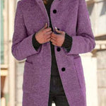 Women's New Vintage Solid Color Button-up Stand-up Collar Woolen Jacket - EX-STOCK Canada
