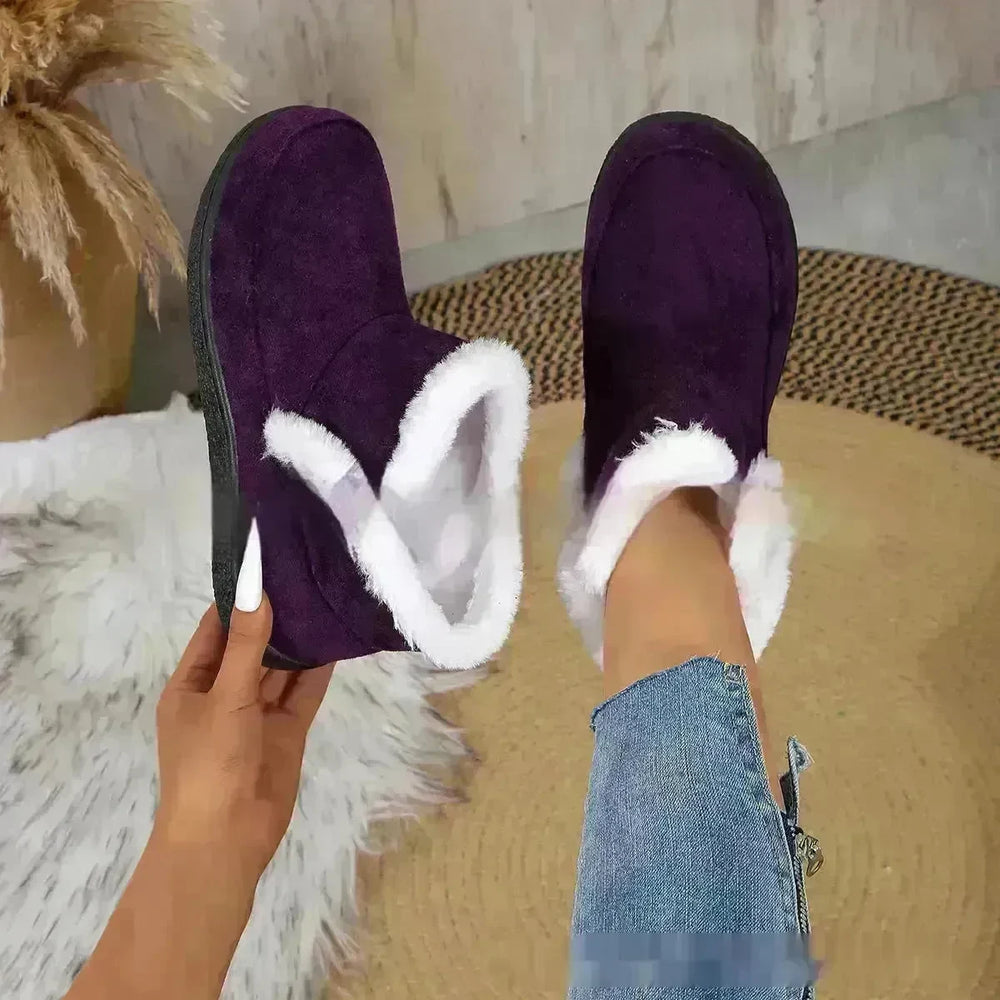 Insulated Cotton-padded Boot Shoes  Flat Bottom Solid Color Fleece Lined perfect for winter - EX-STOCK CANADA