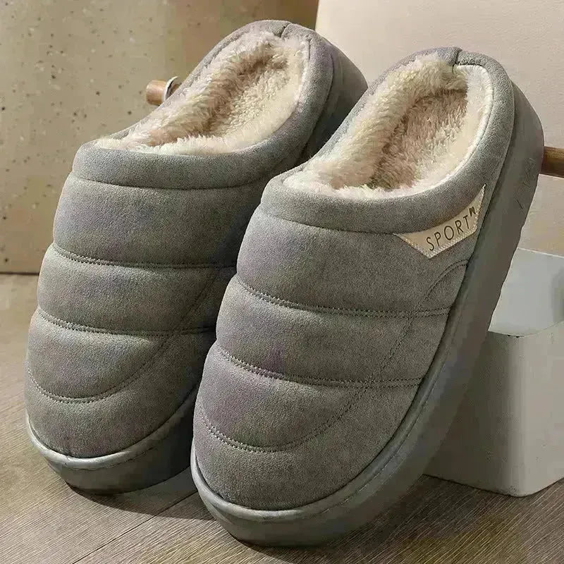 Fashion Solid Plush Slipper Winter Warm Indoor Floor Bedroom Home Slippers For Couple Thick-soled House Shoes Women Men - EX-STOCK CANADA