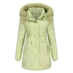 Autumn Winter Fur Collar Algodón Long Winter Chaqueta para mujeres
