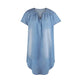 Round Neck Pleated Loose Solid Color Casual Plus Size Denim Dress - EX-STOCK CANADA
