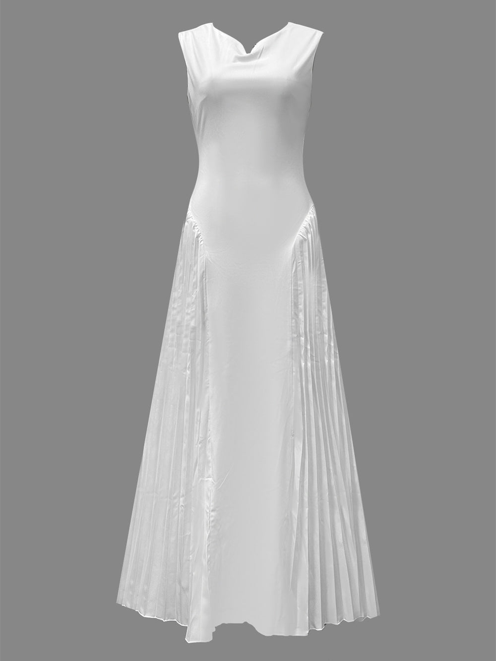 فستان ماكسي أنيق بالتجاعيد على الطراز الأوروبي والأمريكي مشد على الخصر EX-STOCK Canada