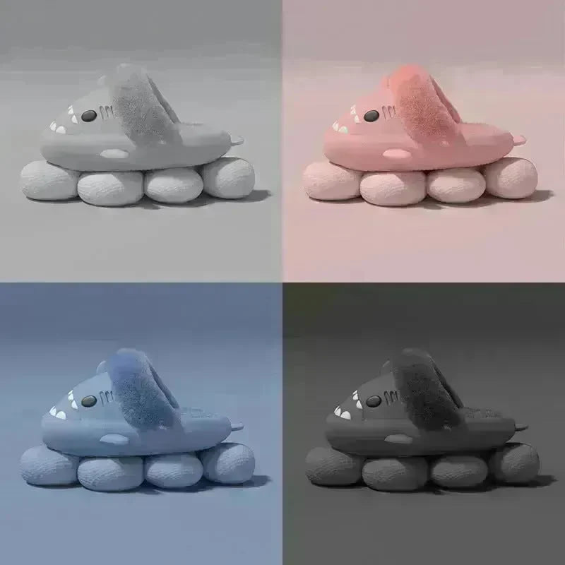 Winter Shark Slippers Detachable Warm Fuzzy Slippers Bedroom House Shoes Women - EX-STOCK CANADA