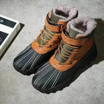 Winter Fleece Lace-up Snow Boots For Men Women Waterproof And Anti-slip Outdoor Work Boot Fashion Warm Mid-tube Cotton Shoes Men