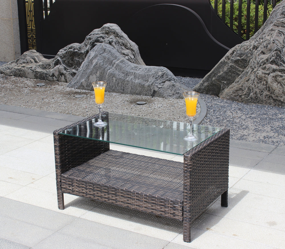 Outdoor-Patio-Möbel-Couchtisch mit klargespannter SicherheitsglasplatteEX-STOCK Canada 