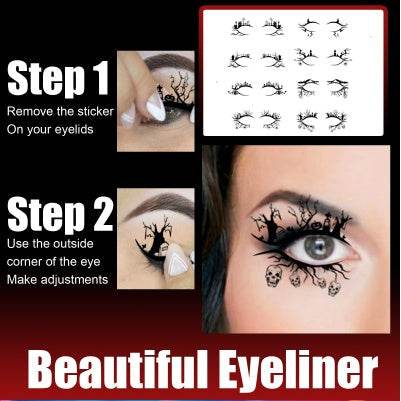 Halloween Eyeliner Patch, Scary Fashion Party Makeup Kit Bat Spider Decorative Eyeliner Eyeshadow Patch EX-STOCK
