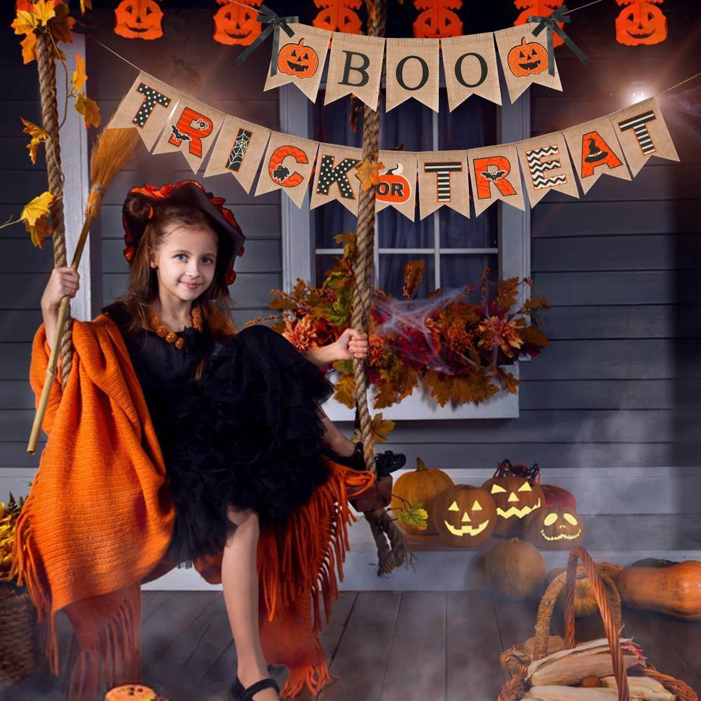 Halloween Burlap Banner Halloween Party Mantel Wall Hanging Supplies For Home Farmhouse Patio-Selling On Amazon Is Prohibited - EX-STOCK Canada