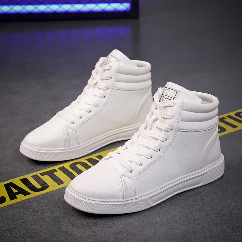Men's High-Top Leather Ankle Boots – Lace-Up Fashion Sneaker Boot