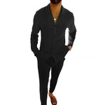 Casual Long-sleeved Suits Fashion Lapel Single-breasted Shirt Top And Slim-fit Trousers Men Clothing Two piece suit for Men - EX-STOCK CANADA