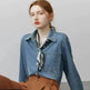 Blue Soft Denim Shirt Jacket Women's Long Sleeve Bandage Denim Dress Top - EX-STOCK CANADA