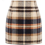 Women's High Waist Plaid Tight Pencil Wool Mini Skirt - EX-STOCK CANADA