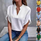 Summer Short-sleeved Chiffon Shirt New V-neck blouse Women's Casual Versatile Clothing Evening Tops for Women - EX-STOCK CANADA